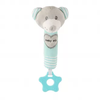 Sípolós plüss játék rágókával Baby Mix maci menta