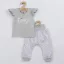 2-részes pamut együttes New Baby Happy Flower szürke