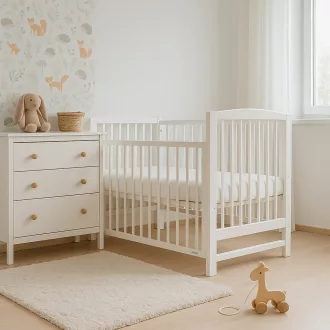   Gyerek kiságy New Baby LILLY leengedhető oldalráccsal fehér