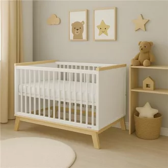   Gyerekágy leesésgátlóval New Baby MARCUS 120x60 cm fehér/természetes