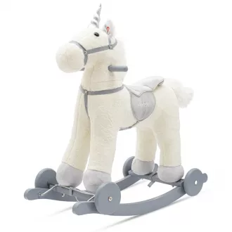   Hintaló játékszer dallammal és kerekekkel Unicorn Baby Mix fehér