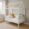 Gyermek ház alakú ágy korláttal és ágyráccsal New Baby CASTELLO 160x80 cm fehér