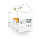 Gyermek ház alakú ágy korláttal és ágyráccsal New Baby CASTELLO 160x80 cm fehér