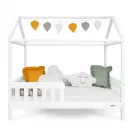 Gyermek ház alakú ágy korláttal és ágyráccsal New Baby CASTELLO 160x80 cm fehér