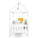 Gyermek ház alakú ágy korláttal és ágyráccsal New Baby CASTELLO 160x80 cm fehér