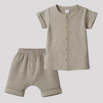 Baba muszlin ing rövidnadrággal New Baby linen