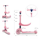 FUZZY háromkerekű üléses-scooter egyensúlyozó roller gyerekeknek pink