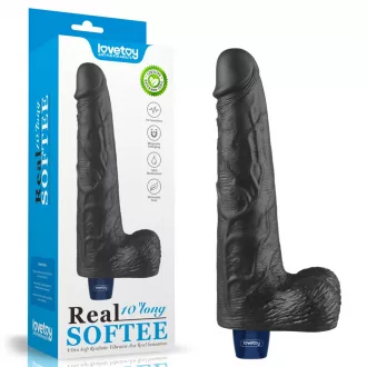   10" REAL SOFTEE Rechargeable Vibrating Dildo(Black)_B15O50_4