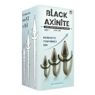 Black Axinite 3 In 1 Anal Plug Kit Set with Tail Design