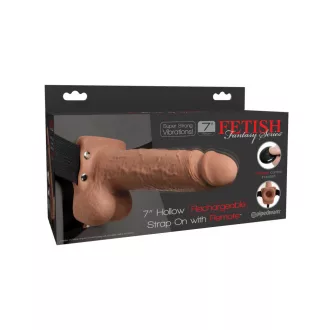 7" Hollow Strap-On with Remote  Tan/ Black