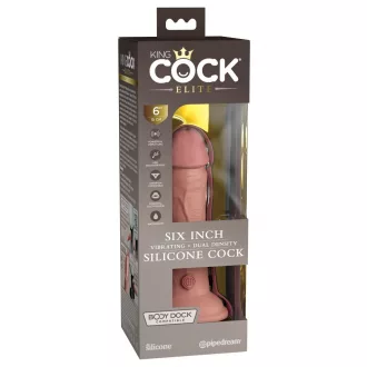 6" Dual Density Vibrating Silicone Cock  Light