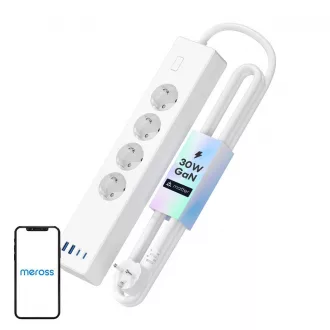   Meross MSP844(EU) intelligens gyorstöltő konnektor, 4 konnektor + 2x USB-A + 2x USB-C (Matter)