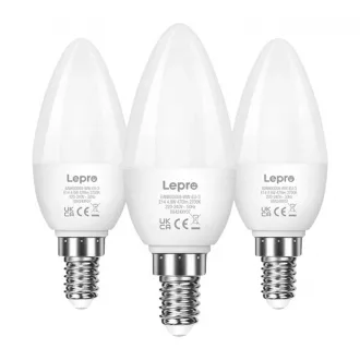   LEPRO 600059-WW-EU-3 LED-izzó, E14, C37, 4,2 W (40 W), 470 lm, 2700 K (meleg fehér), 250°, 3 darabos csomag