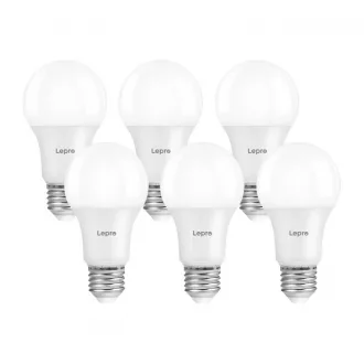   LEPRO 100092-WW-EU-6 A60 E27 7 W 800 lm 2700 K szabályozható LED-izzó, E osztály, 6 darabos csomag