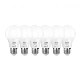   LEPRO 100089-WW-EU-6 LED-izzó, E27, A60, 8,5 W (60 W), 806 lm, 2700 K (meleg), 180°, 6 darabos csomag