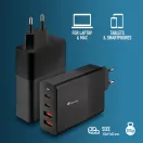 NGS fekete 100W Hálózati Töltő PD3.0 - 2 db USB-C + 2 db USB-A kimenettel