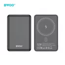 BWOO P82 BO külső akkumulátor 10000 mAh 15 W vezeték nélküli töltéssel sötétszürke