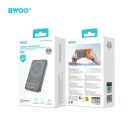 BWOO P82 BO külső akkumulátor 10000 mAh 15 W vezeték nélküli töltéssel sötétszürke