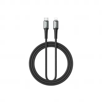 BWOO fonott USB-C–Lightning kábel 3m 30W, fekete
