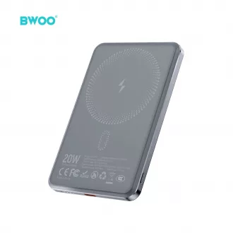   BWOO Ultra Slim P79 5000mAh 20W powerbank mágneses töltéssel szürke