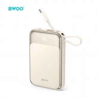   BWOO P80 PD 20W 10000 mAh külső akkumulátor USB-C kábellel és kijelzővel, arany