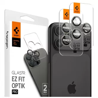   Kameravédő SPIGEN OPTIK PRO GLAS.TR „EZ FIT” Kameravédő 2-PACK iPhone 14 Pro / Max / 15 Pro / Max / 16 Pro / Max / 17 Pro / Max készülékhez természetes titán
