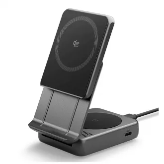   SPIGEN ESSENTIAL EF302MOQ Qi2.2 2IN1 MAGNETIC MAGSAFE vezeték nélküli töltő fekete