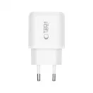 TECH-PROTECT NCA45W-GAN 2-PORT hálózati töltő PD 45W / QC3.0 + TYPE-C kábel fehér