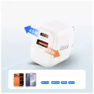 TECH-PROTECT NCA45W-GAN 2-PORT hálózati töltő PD 45W / QC3.0 + TYPE-C kábel fehér