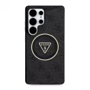 Guess IML 4G Glitter and Triangle Logo MagSafe tok a Samsung Galaxy S25 Ultra készülékhez fekete