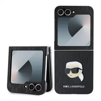   Karl Lagerfeld PU Saffiano Monogram Karl Head tok Samsung Galaxy Z Flip 6 készülékhez fekete