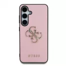 Guess PU Grained 4G Metal Logo tok Samsung Galaxy S25+ készülékhez rózsaszín