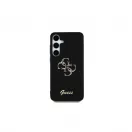 Guess PU Fixed Glitter 4G Metal Logo tok Samsung Galaxy S25 készülékhez fekete