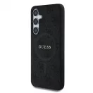 Guess PU bőr 4G Colored Ring MagSafe tok Samsung Galaxy S25 készülékhez fekete