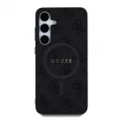 Guess PU bőr 4G Colored Ring MagSafe tok Samsung Galaxy S25 készülékhez fekete