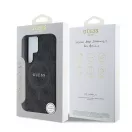 Guess PU Leather 4G Colored Ring MagSafe tok Samsung Galaxy S25 Ultra készülékhez fekete