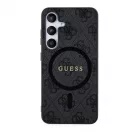 Guess PU Leather 4G Colored Ring MagSafe tok Samsung Galaxy S24 készülékhez fekete
