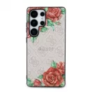 Guess PU Leather 4G Flowers Print Metal Classic Logo MagSafe tok Samsung Galaxy S25 Ultra készülékhez rózsaszín
