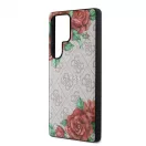 Guess PU Leather 4G Flowers Print Metal Classic Logo MagSafe tok Samsung Galaxy S25 Ultra készülékhez rózsaszín