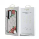 Guess PU Leather 4G Flowers Print Metal Classic Logo MagSafe tok Samsung Galaxy S25 Ultra készülékhez rózsaszín