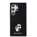 Karl Lagerfeld Liquid Silicone Metal Karl and Choupette tok Samsung Galaxy S24 Ultra készülékhez fekete