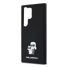 Karl Lagerfeld Liquid Silicone Metal Karl and Choupette tok Samsung Galaxy S24 Ultra készülékhez fekete