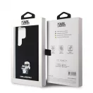 Karl Lagerfeld Liquid Silicone Metal Karl and Choupette tok Samsung Galaxy S24 Ultra készülékhez fekete
