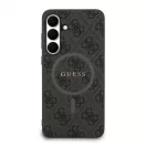 Guess PU Leather 4G Colored Ring MagSafe tok Samsung Galaxy S25 FE készülékhez fekete