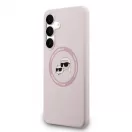 Karl Lagerfeld Liquid Silicone K&CH Heads MagSafe tok Samsung Galaxy S25 FE készülékhez rózsaszín