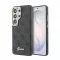 Guess PU 4G Script fém logós mágneses tok Samsung Galaxy S26 Ultra készülékhez, fekete