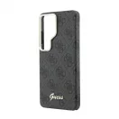 Guess PU 4G Script fém logós mágneses tok Samsung Galaxy S26 Ultra készülékhez, fekete