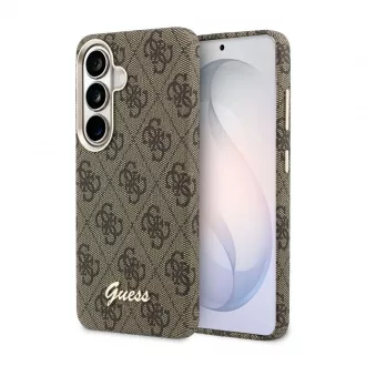   Guess PU 4G Script Metal Logo Magnetic Case mágneses tok Samsung Galaxy S26 készülékhez barna