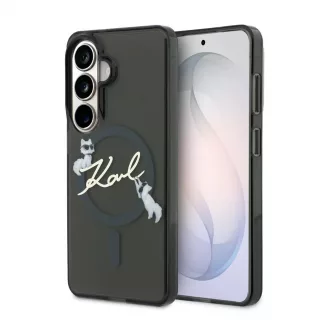   Karl Lagerfeld IML Choupette Karl Script Logo mágneses tok Samsung Galaxy S26 készülékhez fekete