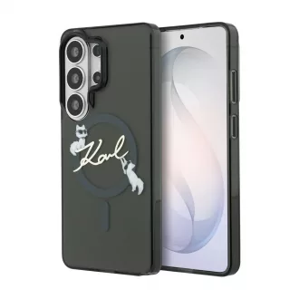   Karl Lagerfeld IML Choupette Karl Script Logo mágneses tok iPhone Samsung Galaxy S26 Ultra készülékhez fekete